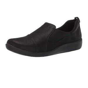 Clarks Womens 7 M Black Slip On Flat Comfort Shoe DISPLAY ZJ0